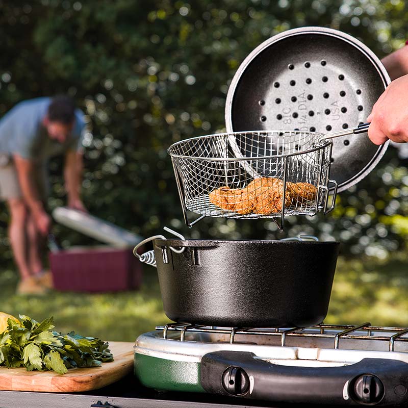 Lodge Ironware - Seasoned Cast Iron Dutch Oven Frying Set - Image 5