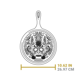 Alternative view of Lodge Castiron - 10.5 Inch Seasoned Cast Iron Xolo Sugar Skull Griddle with Deluxe Handle Holder