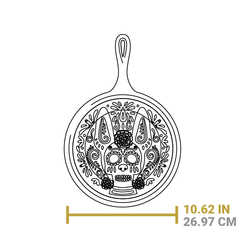 Lodge Castiron - 10.5 Inch Seasoned Cast Iron Xolo Sugar Skull Griddle with Deluxe Handle Holder - Image 2