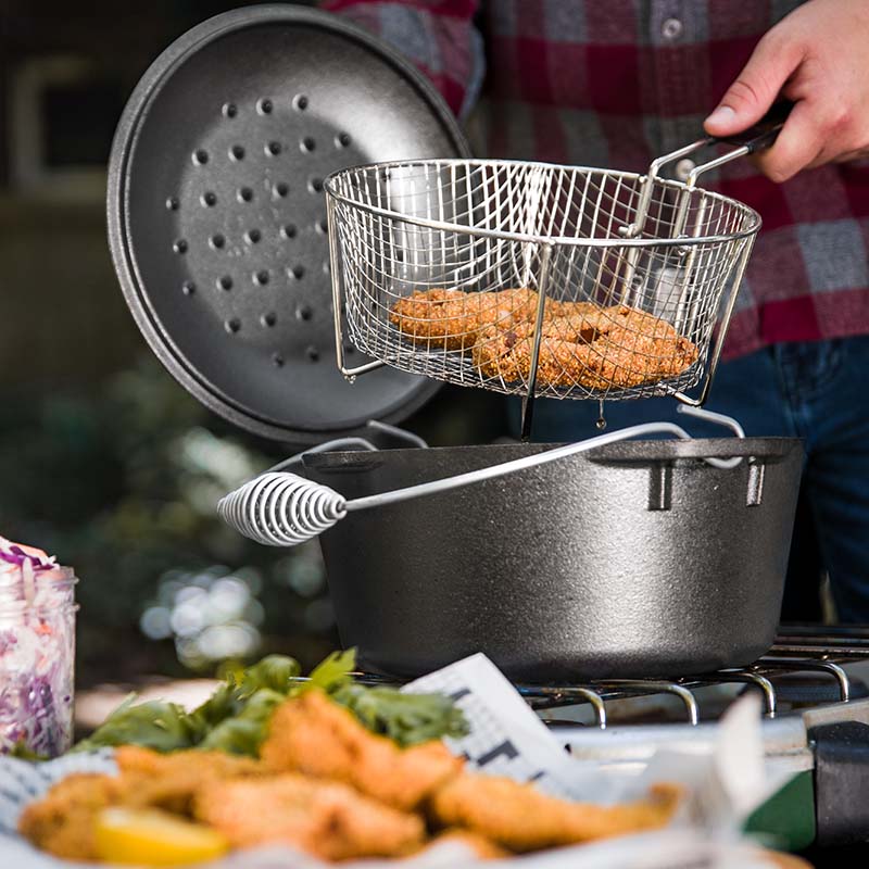 Lodge Ironware - Seasoned Cast Iron Dutch Oven Frying Set - Image 4