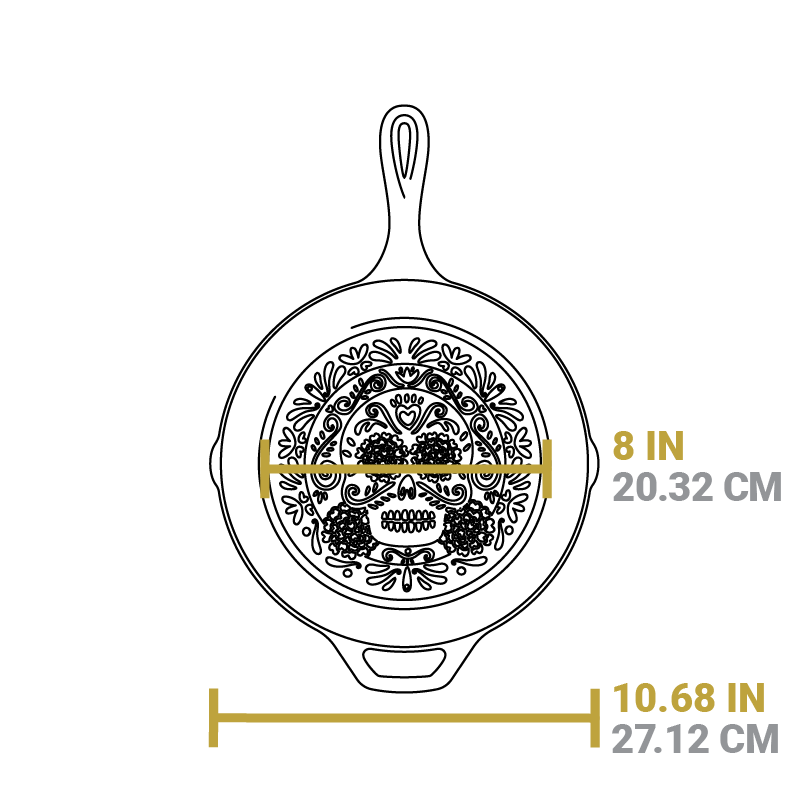 Lodge Ironware - Seasoned Cast Iron Sugar Skull Skillet with Deluxe Handle Holder - Image 7